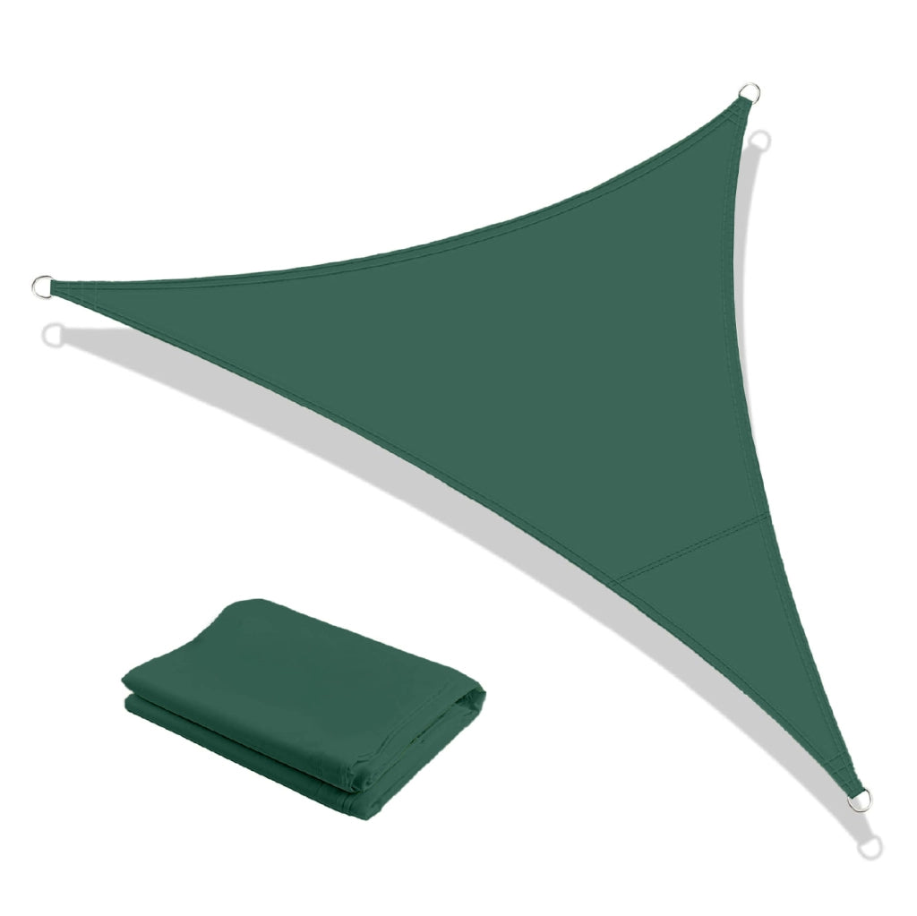 Tenda a Vela Ombreggiante Impermeabile con Anelli Rinforzati Copertura Sole per Giardino Terrazzo Balcone Patio Diverse Forme e Misure Verde - Triangolare5x5 Metri