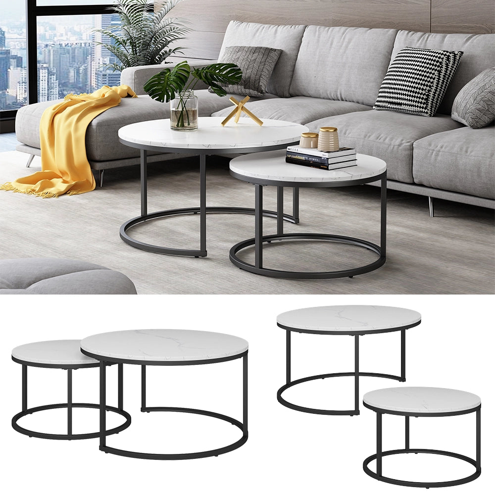Vicco Tavolino da divano Bianco 77 x 40 cm 2 parti
