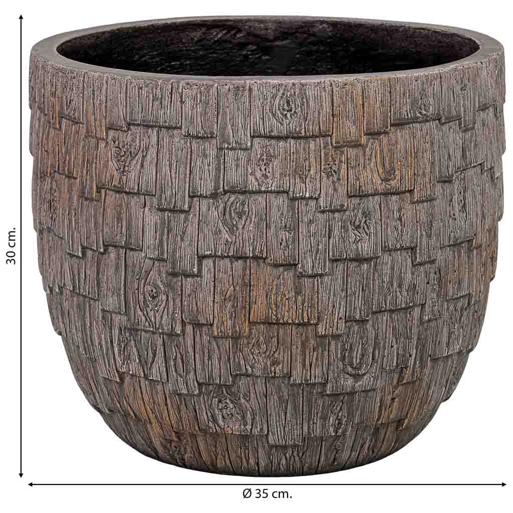 Vaso fibra di vetro marrone rossastro 35x35x30 cm