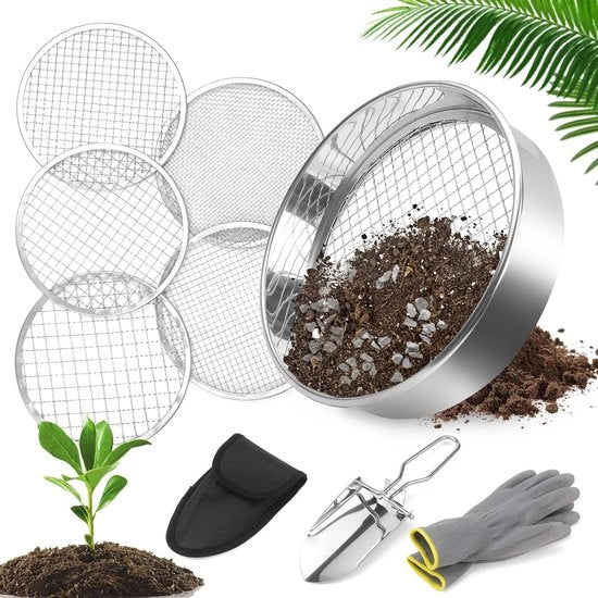 Multiplo 5 in 1 per giardinaggio - acciaio inossidabile - con inserti di rete intercambiabili - 20 cm