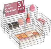 Organizzatore di cassetto trasparente 31 posizioni, facile e funzionale, sistema di organizzazione di cassetti per scrivania, ufficio, cucina, trucco