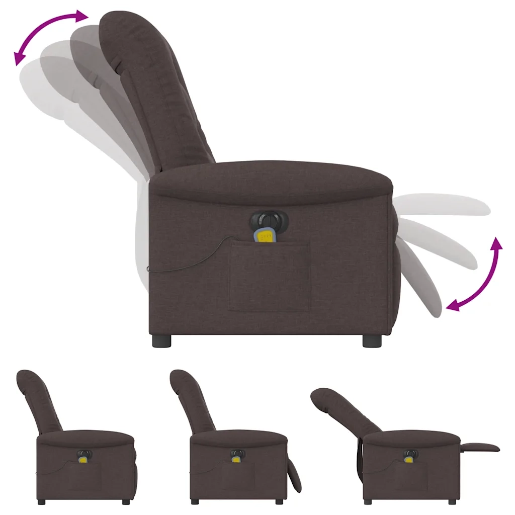 Divano Sedia-Poltrona Massaggio Reclinabile Elettrica Marrone Scuro Tessuto 613023