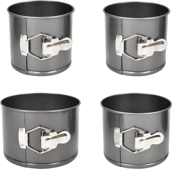Set di 4 Forme per Cottura Metalliche Senza Ammorbidire a Spirale - Impermeabili a Cerchio 12cm 14cm 16cm 18cm - 10cm di Profondità