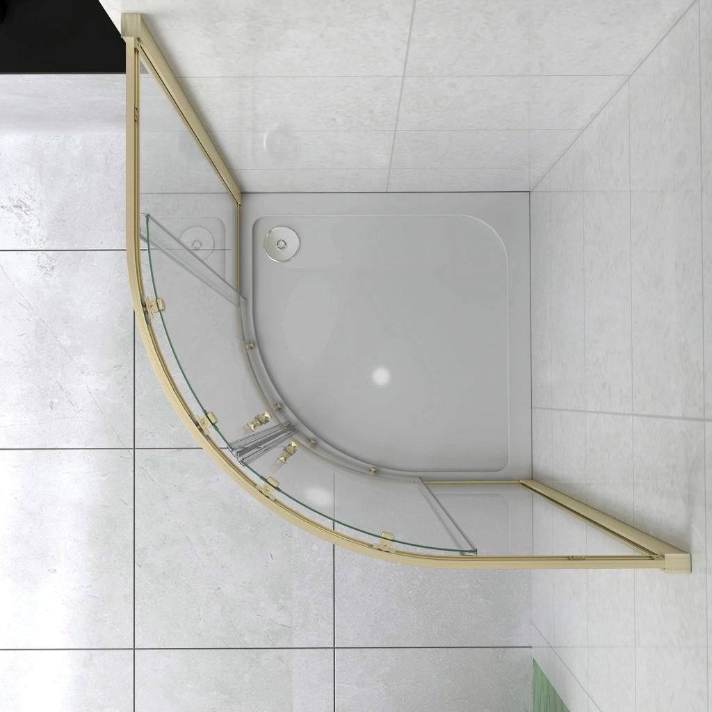 Box Doccia Semicircolare 80X80 cm Porte Scorrevoli Vetro Temperato 6 mm Trasparente Anticalcare Oro Spazzolato 190 cm