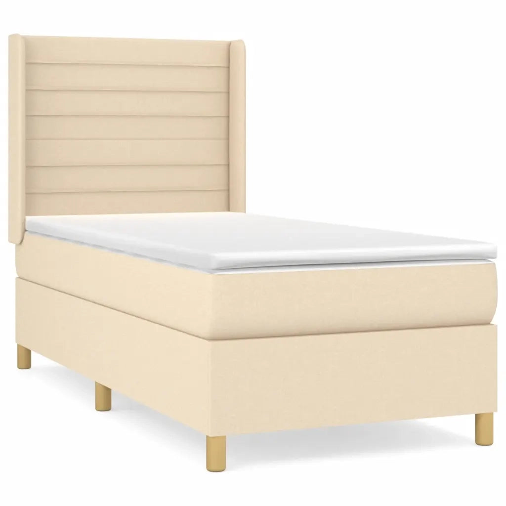 Giroletto a Molle con Materasso Crema 100x200 cm in Tessuto 3132054
