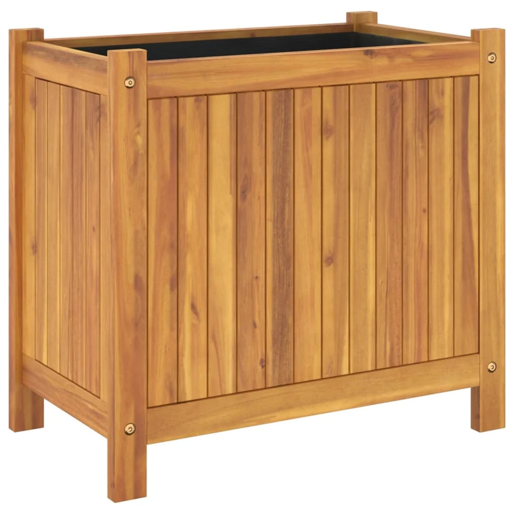Fioriera rialzata per piante fiori e patio con rivestimento 54 x 31 x 50 cm legno massello di acacia marrone 02_0038139