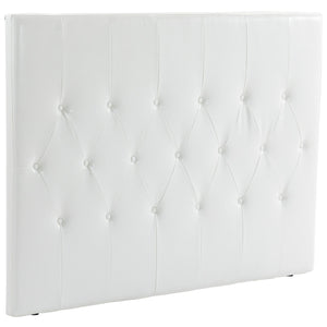 Testiera Letto Matrimoniale Imbottita Design a Bottoni 160x7x120 cm in Pelle PU Bianca