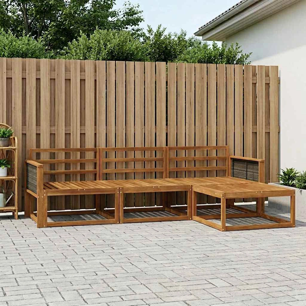 Set di divani da esterno 4 pz Naturale Legno di Acacia Massello 3382457