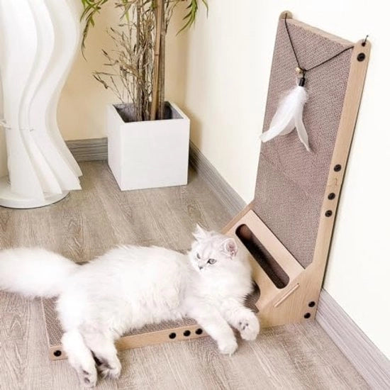 Krappa per gatti a forma L - 59 cm alto, zona di arrampicata XXL, design invertibile, inclusa la scatola di gioco - Imballaggio ecologico in cartone ondulato