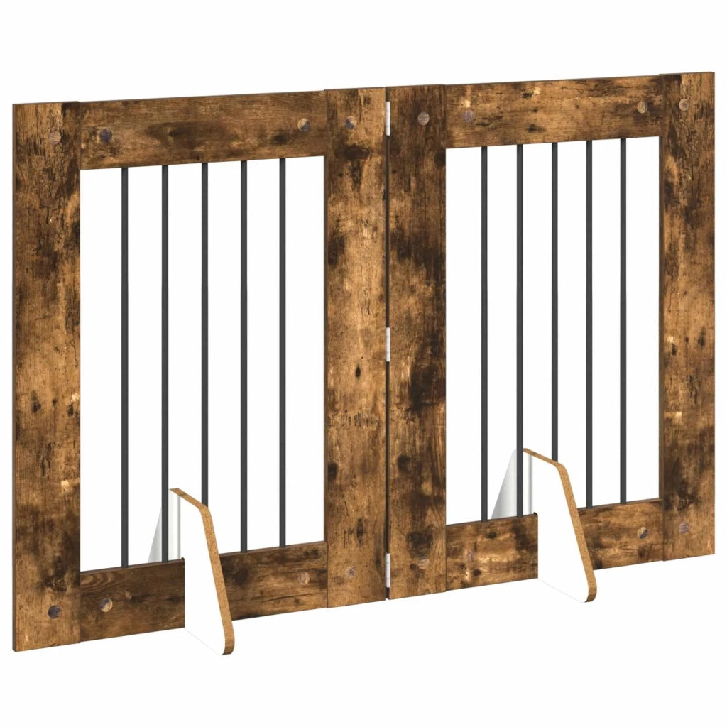 Cancello per cani con supporti 2 pz Rovere Fumo 60 x 80 cm CFW4576743