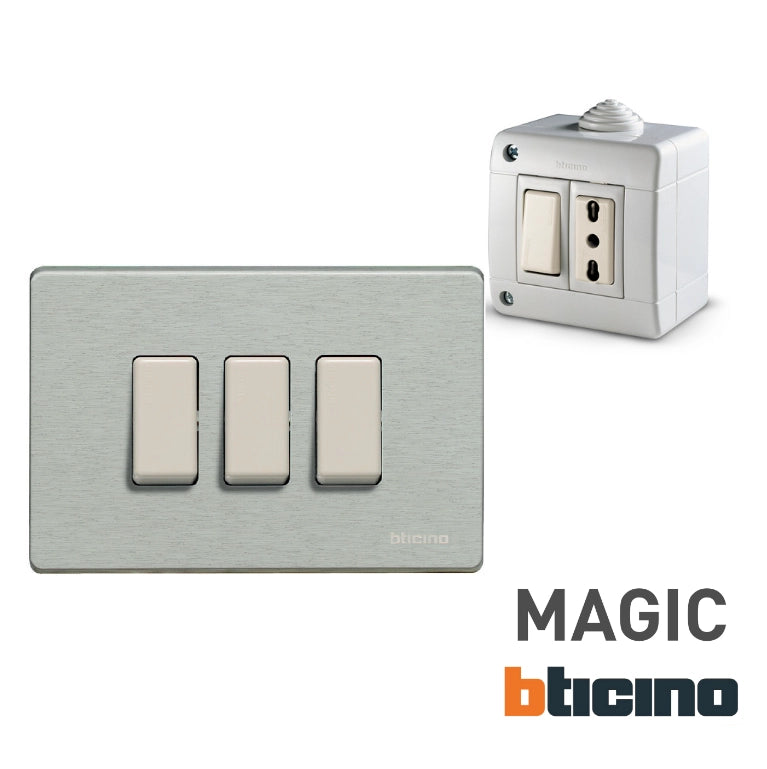 Commutatore doppio tasto con interblocco 1-0-2 serie bticino magic 5052n