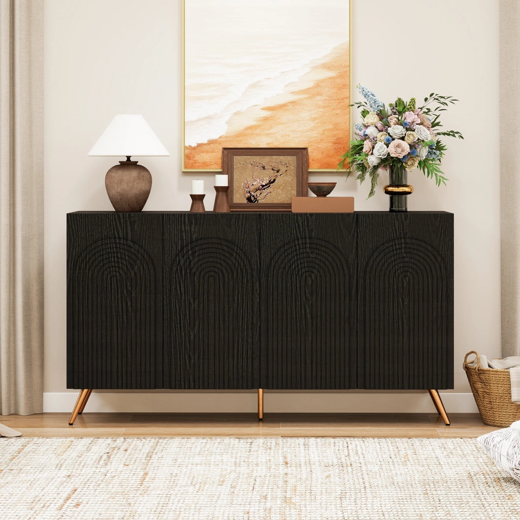 Credenza con ripiani regolabili; per ingresso; in truciolare; 150×38×83 cm; nera