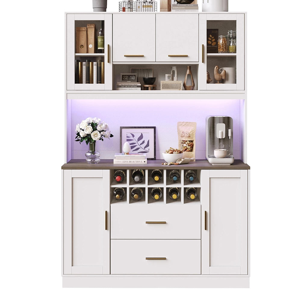 Armadio di cucina con illuminazione LED - Xylo - 120x36,3x180 cm - Nero/Bianco