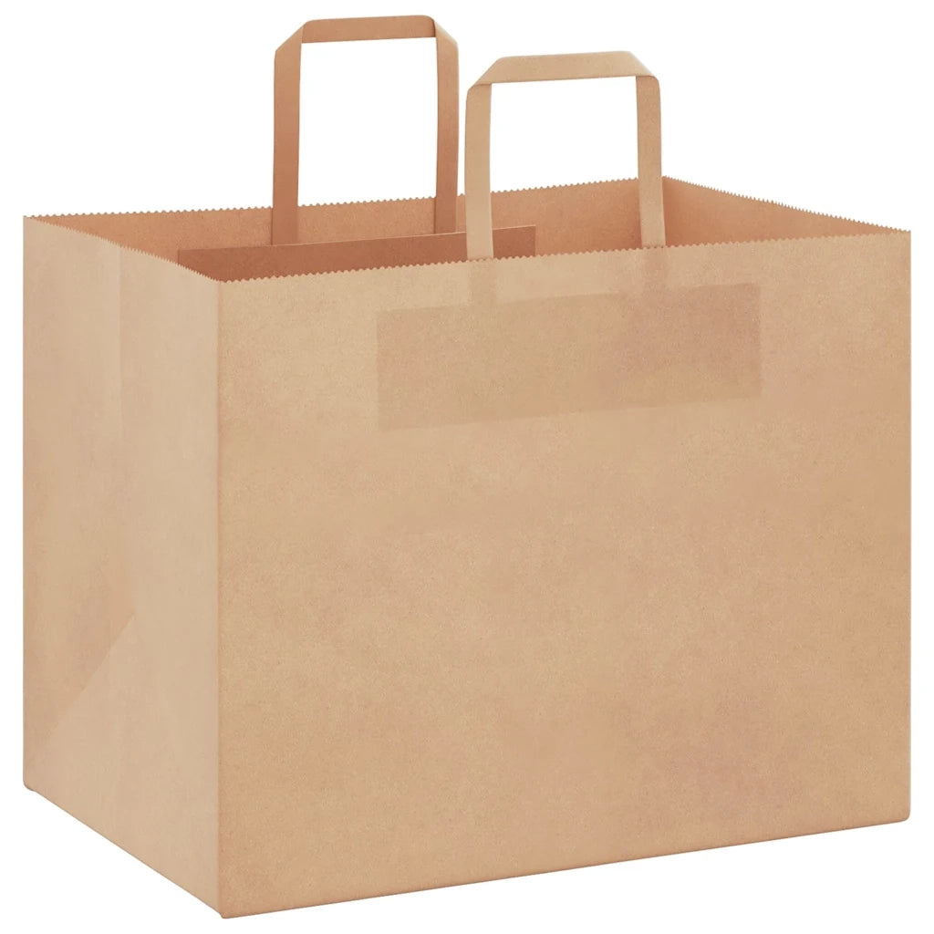 vidaXL Sacchetti di Carta 250 pz con Manici Marrone 32x22x24 cm