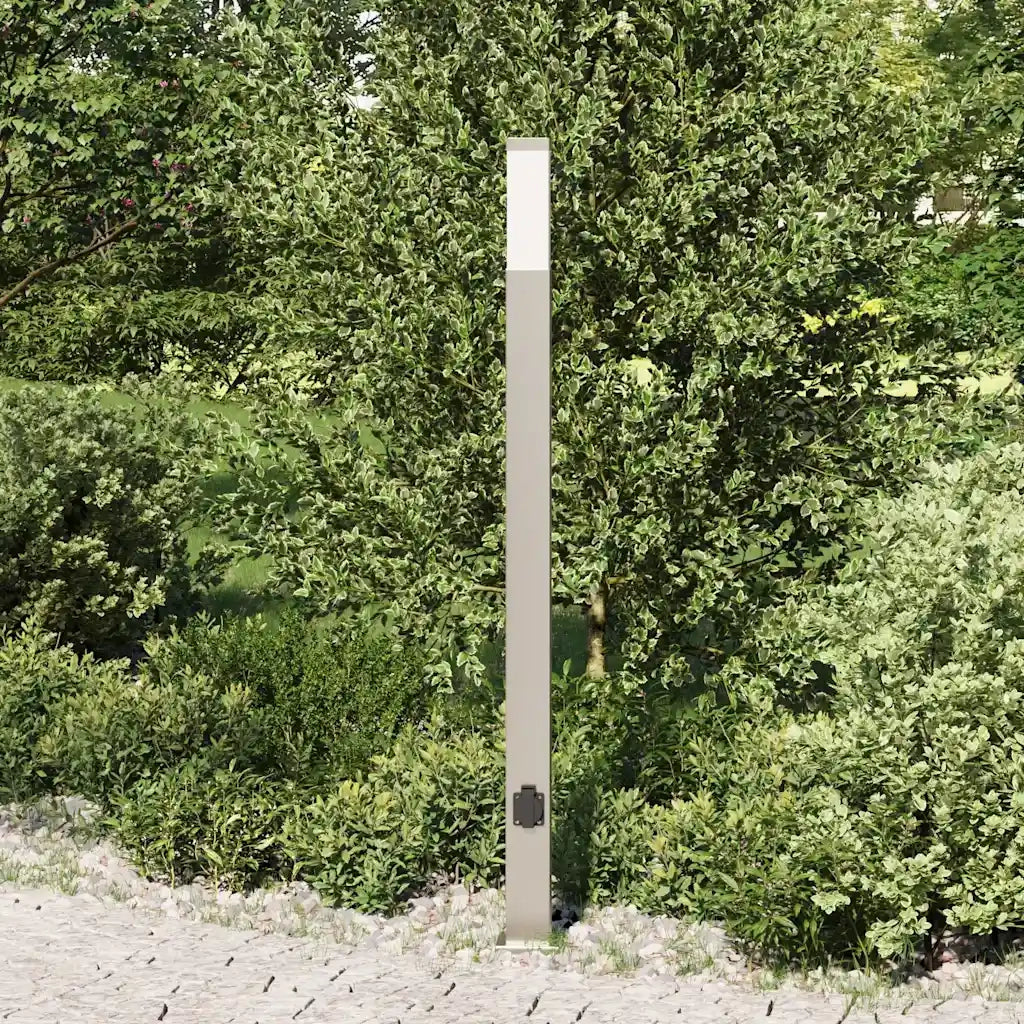 Lampada a paletto con presa elettrica 110 cm Acciaio Inox IP44 4006063