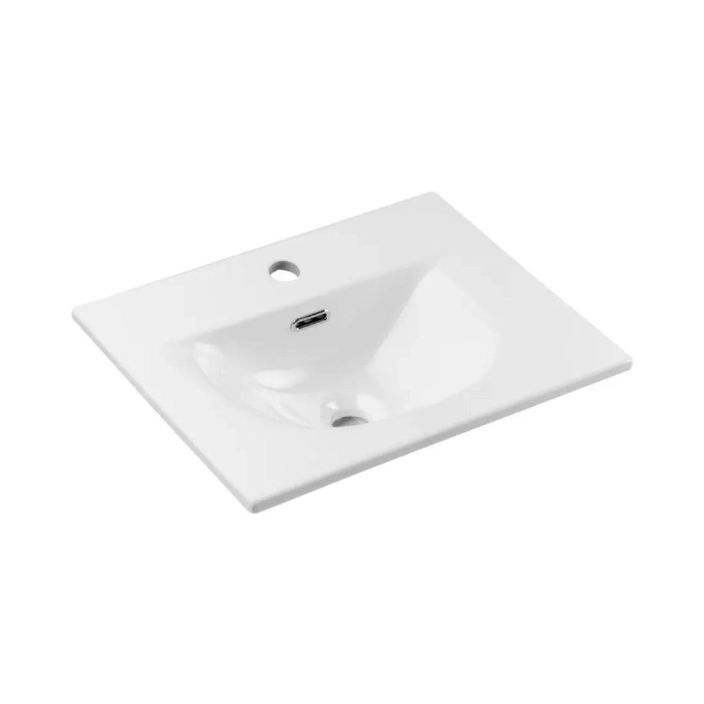 Insieme VANO cashmere e bianco 50cm: mobile sottolavabo con cassetti scanalati verticalmente + lavabo incassato bianco