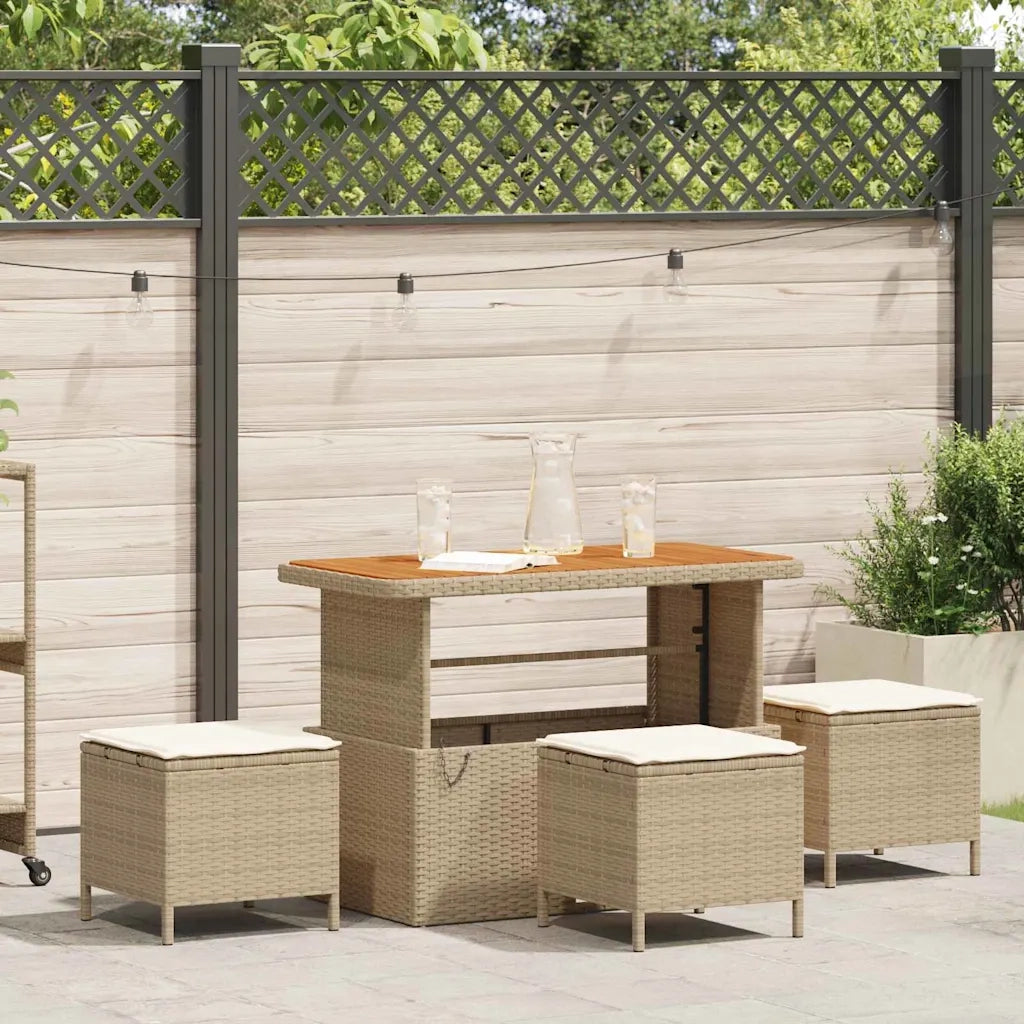 Set da Pranzo per Giardino Beige polyrattan 42007923