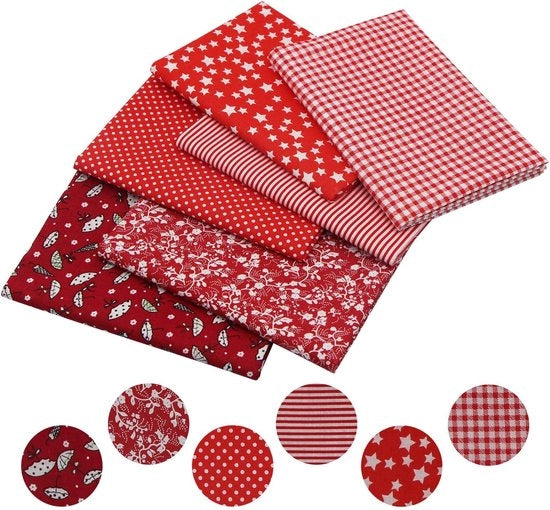 Set di Stoffe a Patchwork 6 Pezzi - Tela di Cotone 100% - Dimensioni 50 x 80 cm - Ideale per la Sartoria/Quilting - Materiale Soffice/Aeriforme - Set di Stoffe