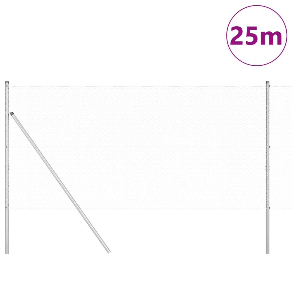 Set di Recinzione Set di 2 Acciaio Zincato 25 m Durevole