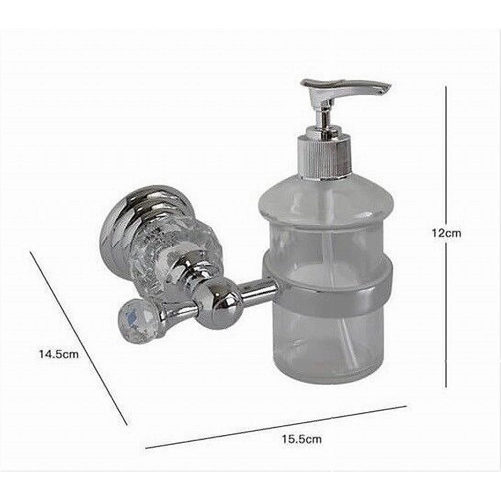 Trade Shop - Porta Sapone Dispenser Sapone Liquido Vetro Montaggio Parete Bagno Crystal 52831 -