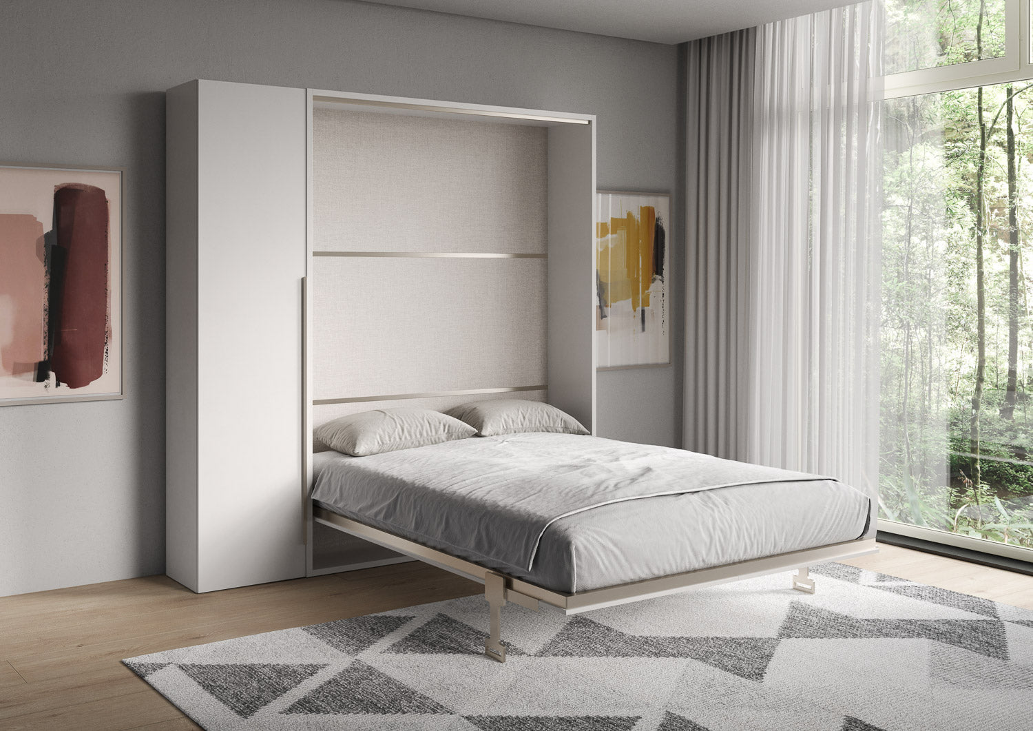 Letto Matrimoniale Francese A Scomparsa 140 Versia Con Armadio 1 Anta Sx Bianco