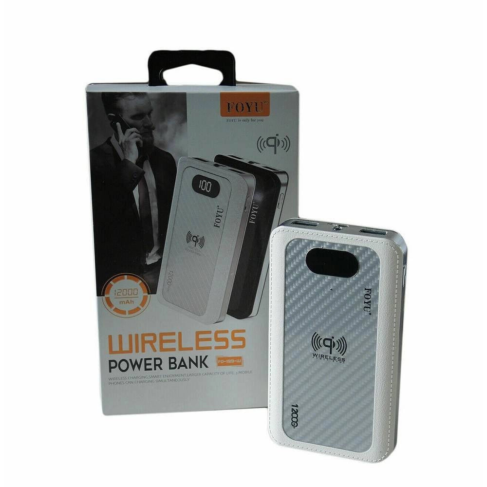 Trade Shop - Power Bank 4 In 1 Caricatore Wireless Senza Fili Qi Led 12000mah Carica Batteria -