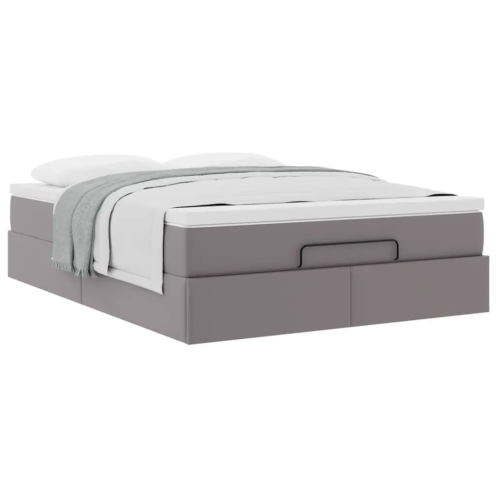 Struttura Letto Pouf con Materasso Grigio 140x190 cm Similpelle 3311039