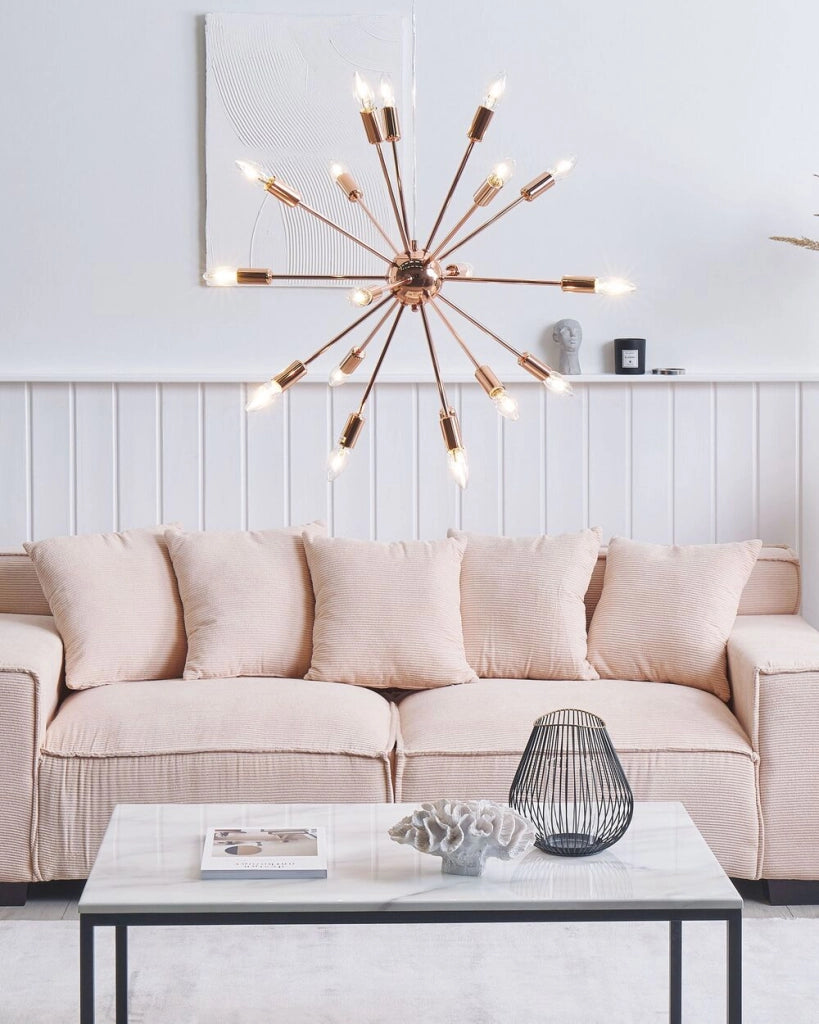 Lampada a Sospensione 18 punti Luci Metallo Rame stile glam moderno contemporaneo