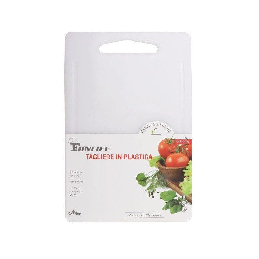 Trade Shop - Tagliere In Plastica Con Canale Scanalatura 44x29x0.8cm Per Verdure Frutta 99411 -