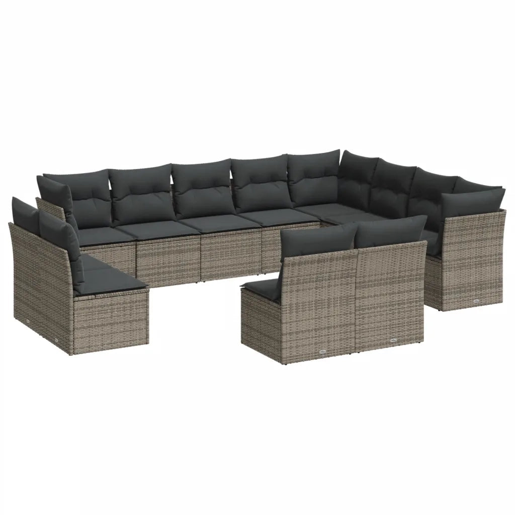 Set Divani da Giardino 12 pz con Cuscini Grigio in Polyrattan 3218470