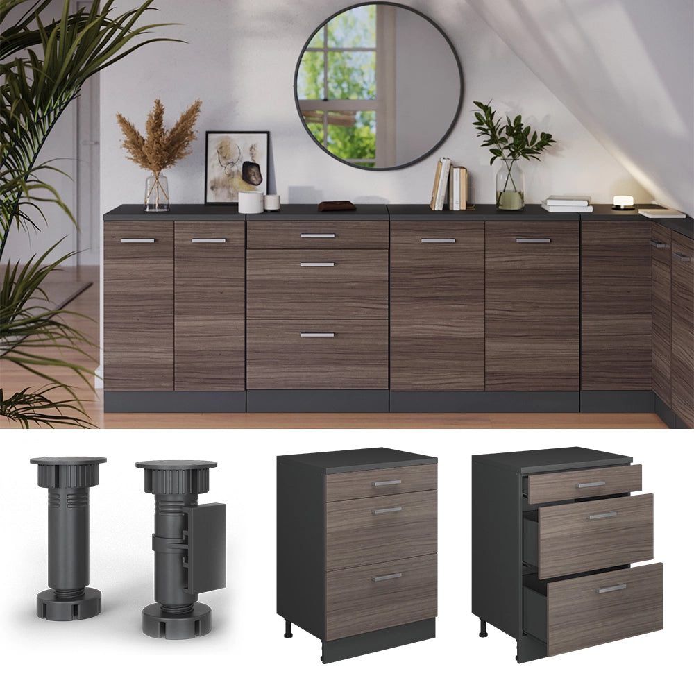 Mobile per mansarda Rion Grigio nobile/Antracite 60 x 83.8 cm senza inclinazione con 3 cassetti Vicco