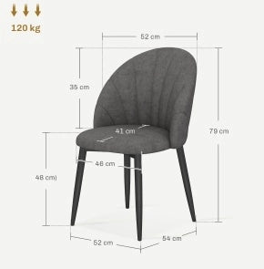 Set 4 sedie da cucina grigio scuro con gambe in acciaio