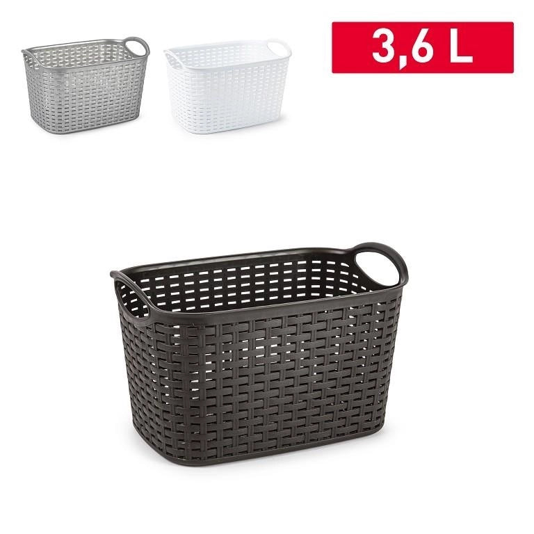 Cestino Organizer Multiuso Effetto Rattan 3,6 Litri 24 x 16,5 cm Vari Colori