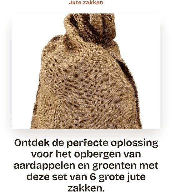 Zak di juta grande 50 x 80 cm - Borsa per patate - Borsa per verdure - Per uva e patate - Resistente ai funghi - Capacità di 25 kg - Borsa per conservazione