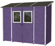 Casette Box da Giardino in Legno Porta Utensili 245x102x224 cm con 2 Porte e Finestre Ecla Lilla
