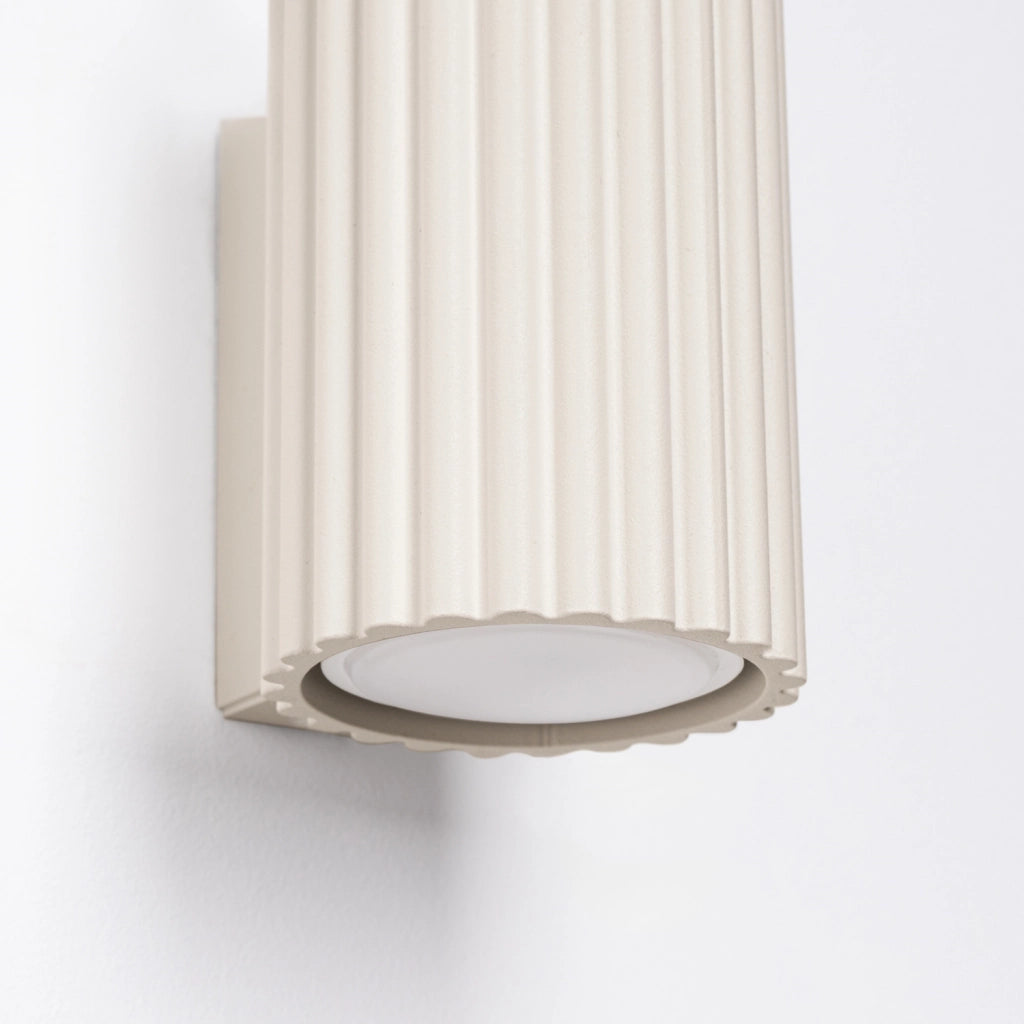 Applique moderna beige tubo rigato 10cm up/down GU10