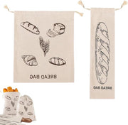 Sacchi di pane in lino riutilizzabili 2 pezzi - Copertura in plastica - Sourdough e contenimento del pane - Sostenibile e respirante - Facili da utilizzare