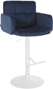 Sgabello da bar Los Angeles in velluto blu,bianco