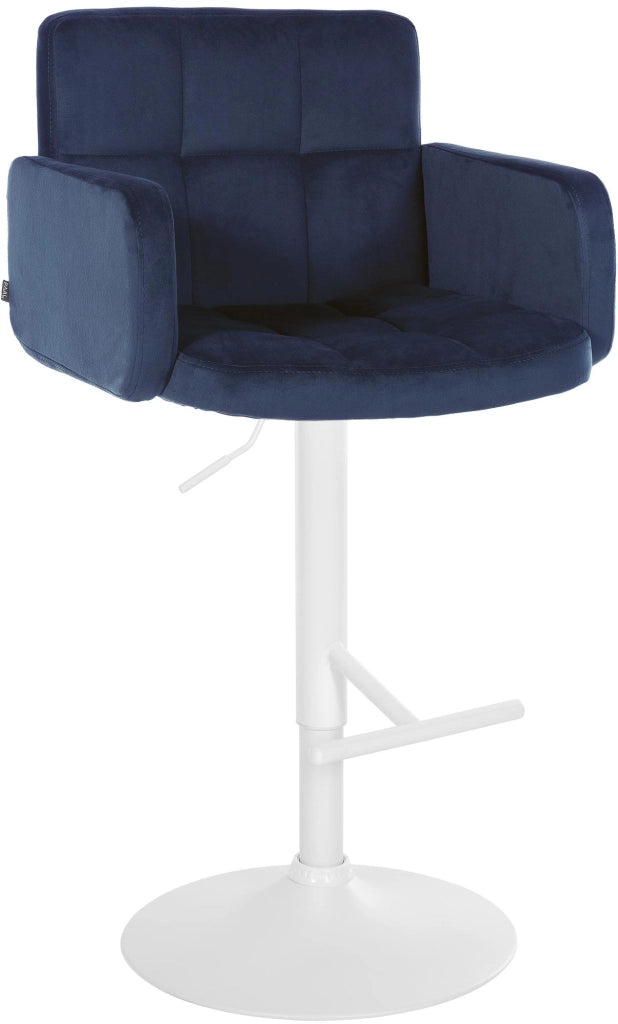 Sgabello da bar Los Angeles in velluto blu,bianco