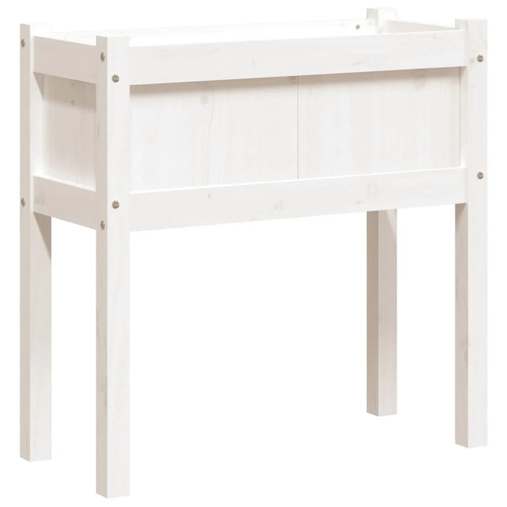 Fioriera rialzata per piante fiori giardino terrazze con gambe 70 x 31 x 70 cm legno di pino massiccio bianco 02_0038873