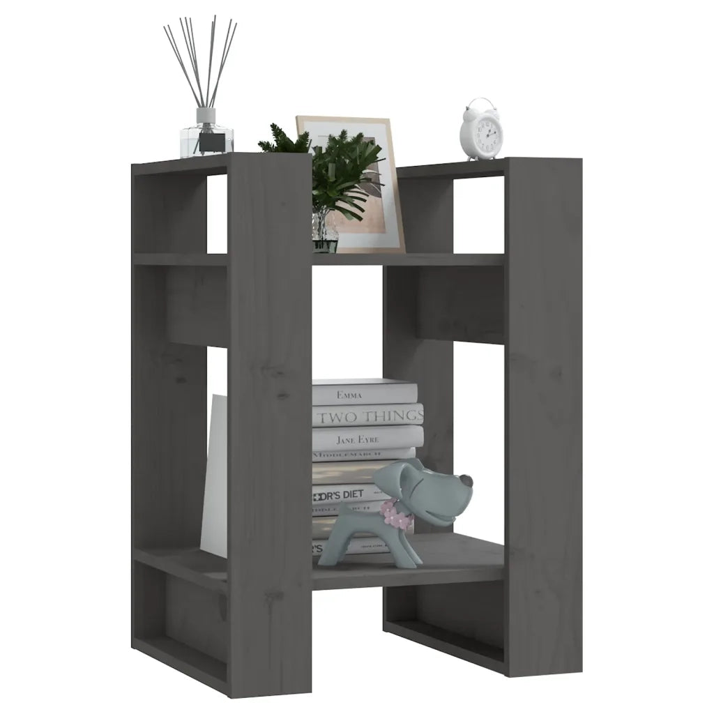 Libreria/Divisorio Grigio 41x35x57 cm in Legno Massello di Pino 813856