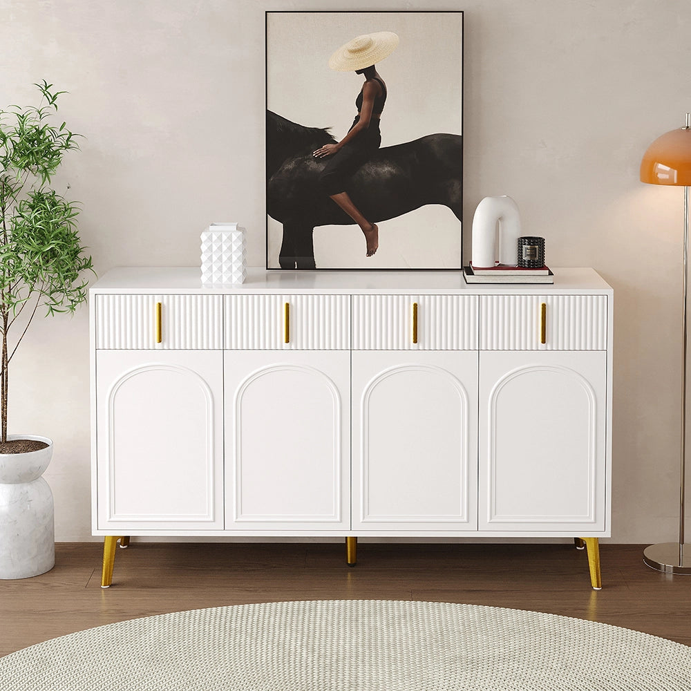 Buffet 4 porte 4 cassetti - Xylo - MDF bianco laccato
