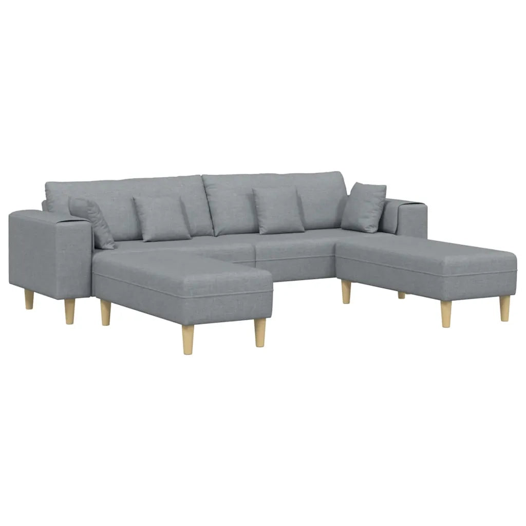 Divano in tessuto con cuscino 3 pcs Grigio chiaro 208 cm Tessuto