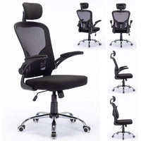 Sedia da Ufficio Ergonomica con Schienale Alto e Poggiatesta Braccioli 3D Nero