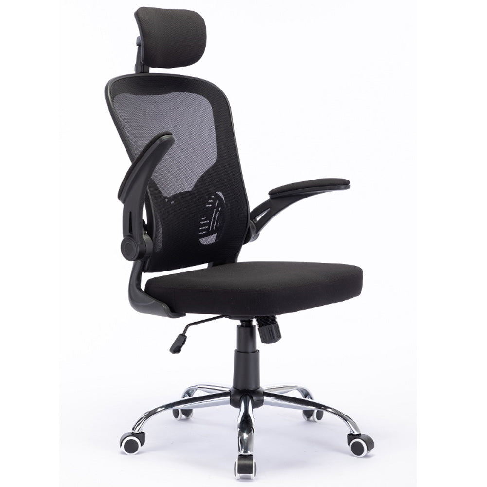 Sedia da Ufficio Ergonomica con Schienale Alto e Poggiatesta Braccioli 3D Nero