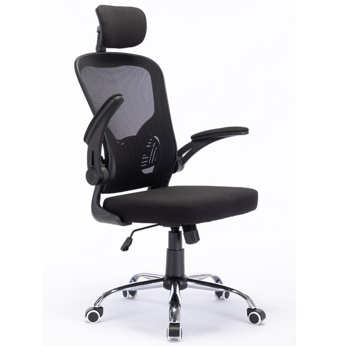 Sedia da Ufficio Ergonomica con Schienale Alto e Poggiatesta Braccioli 3D Nero