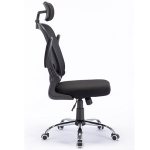 Sedia da Ufficio Ergonomica con Schienale Alto e Poggiatesta Braccioli 3D Nero