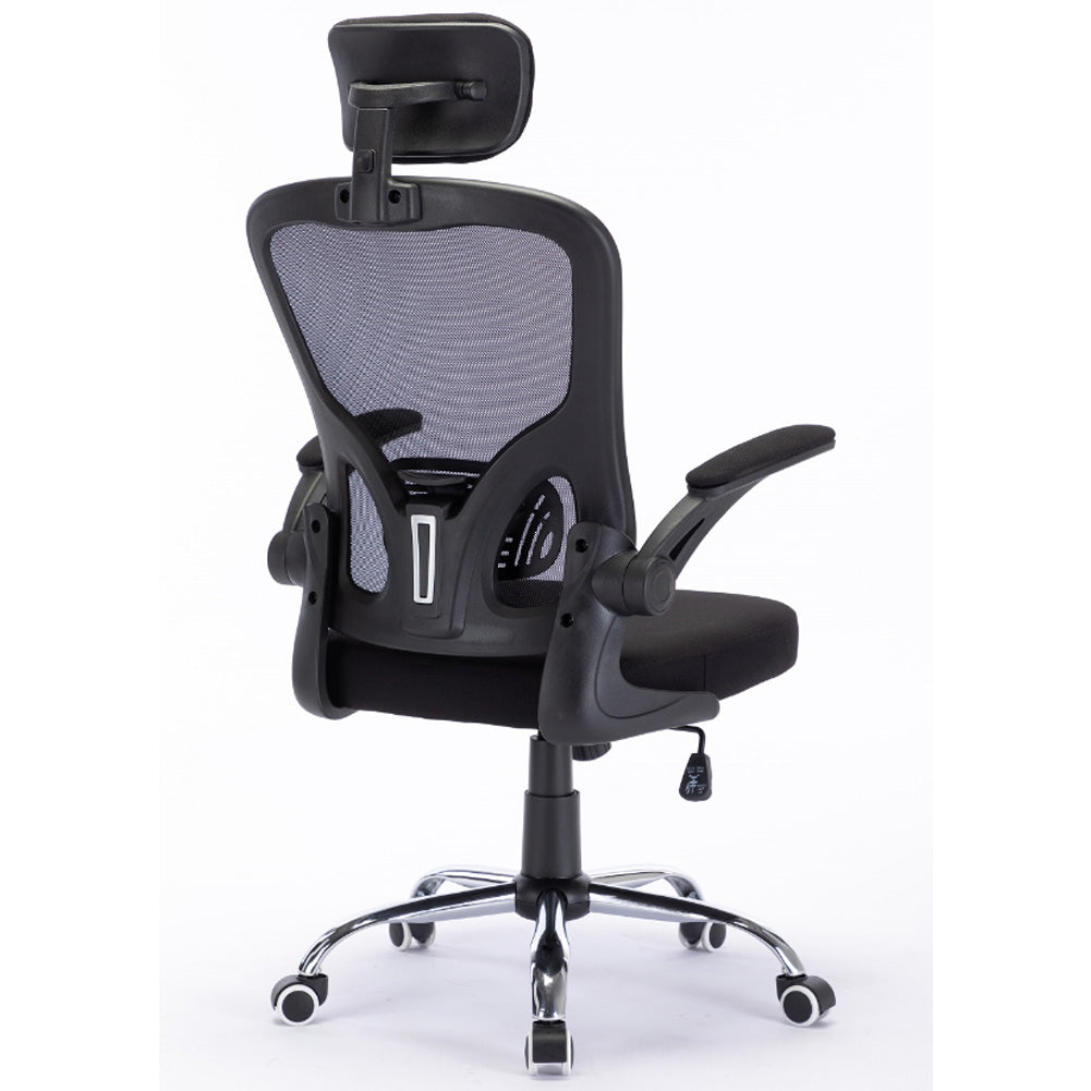 Sedia da Ufficio Ergonomica con Schienale Alto e Poggiatesta Braccioli 3D Nero