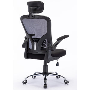 Sedia da Ufficio Ergonomica con Schienale Alto e Poggiatesta Braccioli 3D Nero