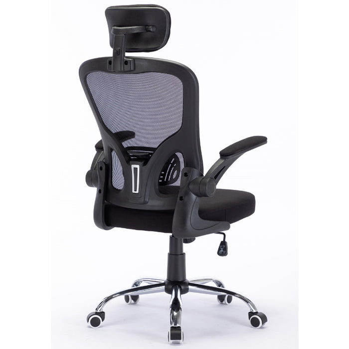 Sedia da Ufficio Ergonomica con Schienale Alto e Poggiatesta Braccioli 3D Nero